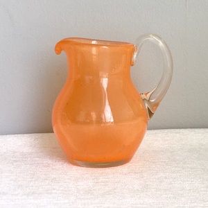 VINTAGE handblown glass mini pitcher <orange>